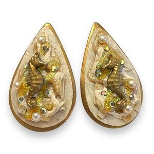 Vintage 80s Seahorse Earrings, Boho Chic Mermaidcore